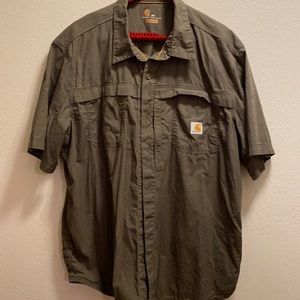 Carheartt 2xl men’s shirt, short sleeve, olive green , front pockets